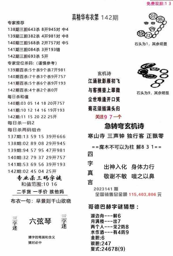 23142期: 福彩3D全套图版参考