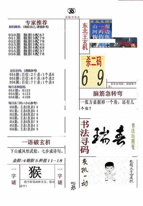 24056期: 福彩3D全套图版参考