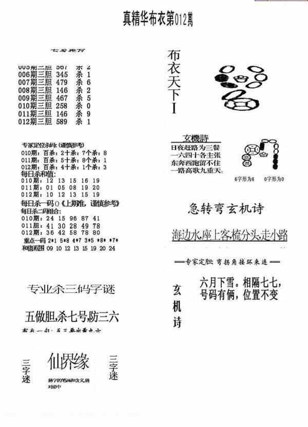 24012期: 福彩3D全套图版参考