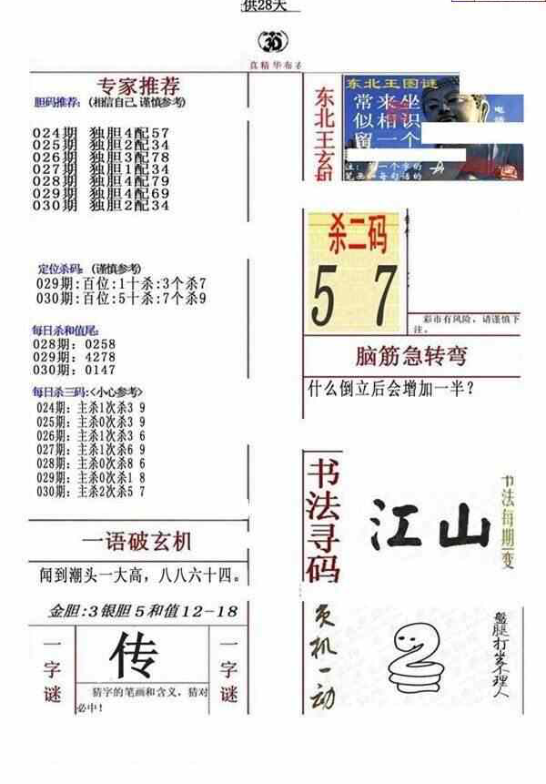 24030期: 福彩3D全套图版参考