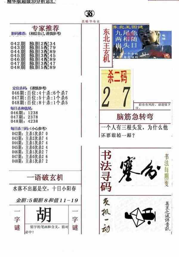 24048期: 福彩3D全套图版参考