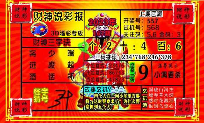 23167期: 财神说彩3D全套图版
