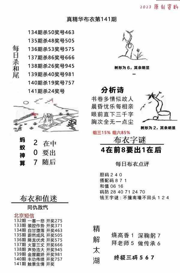 23141期: 福彩3D全套图版参考