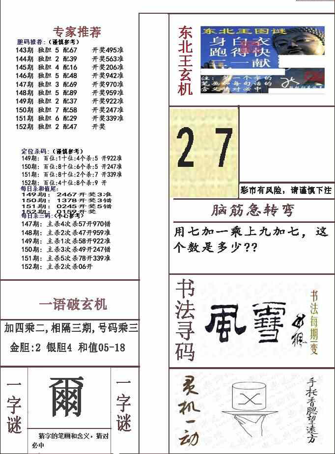 23152期: 福彩3D全套图版参考