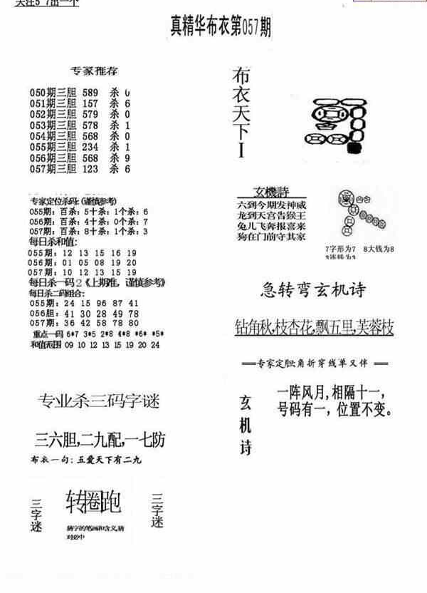 24057期: 福彩3D全套图版参考