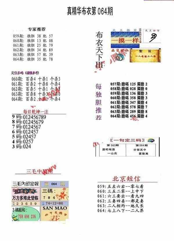 24064期: 福彩3D全套图版参考