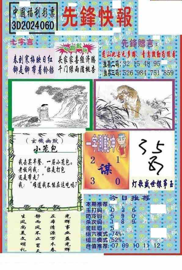 24060期: 福彩3D丹东全图分析