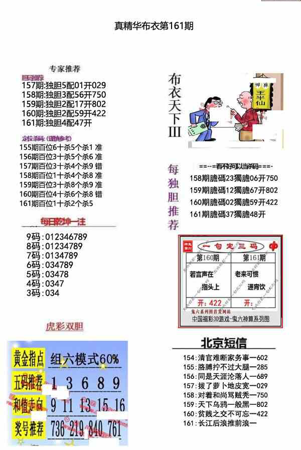 23161期: 福彩3D全套图版参考