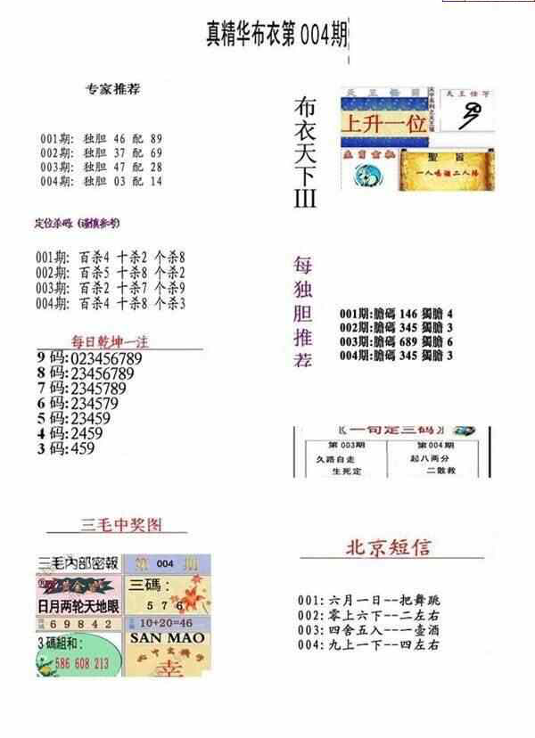 24004期: 福彩3D全套图版参考