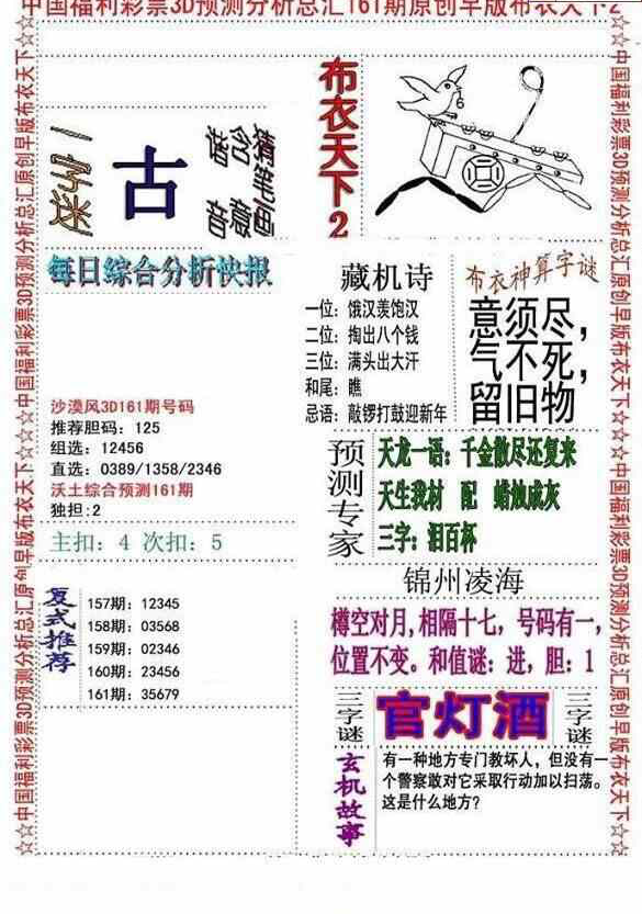 23161期: 福彩3D全套图版参考