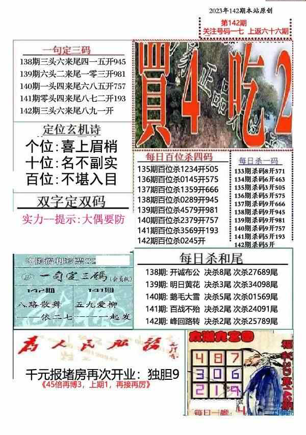 23142期: 福彩3D全套图版参考