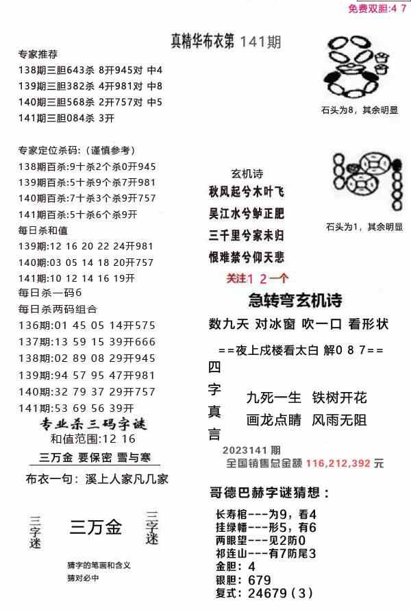23141期: 福彩3D全套图版参考