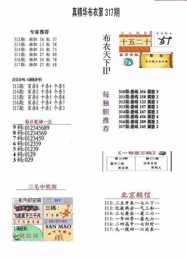 23317期: 福彩3D全套图版参考