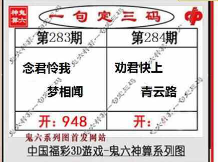 23284期: 福彩3D鬼六神算图
