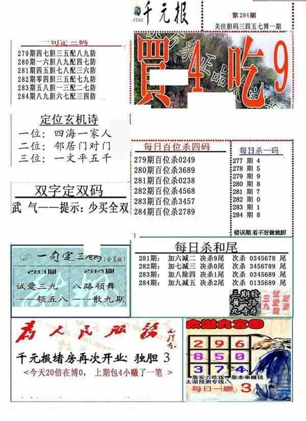 23284期: 福彩3D全套图版参考