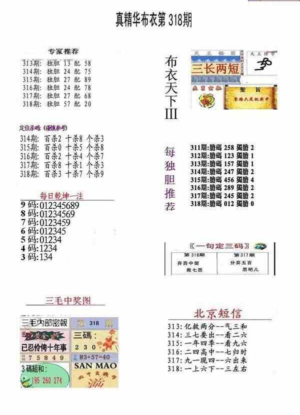 23318期: 福彩3D全套图版参考