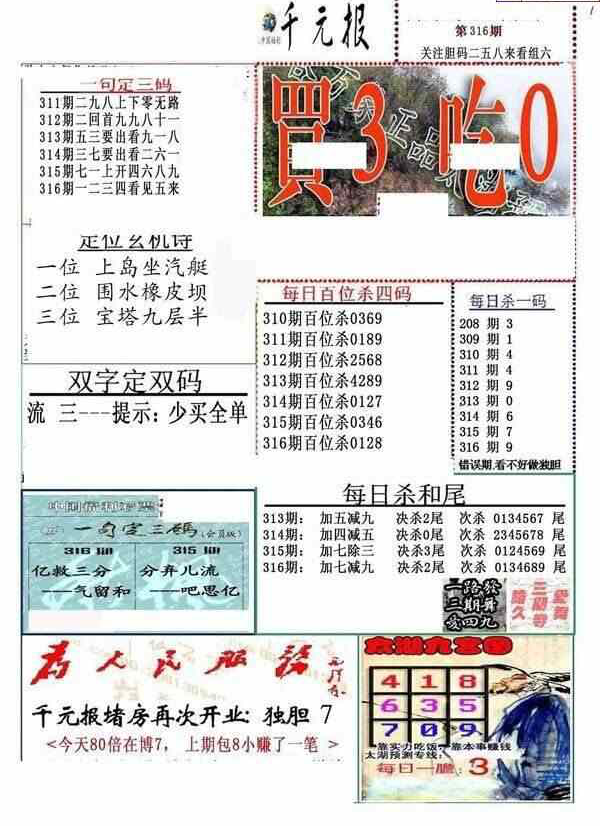 23316期: 福彩3D全套图版参考