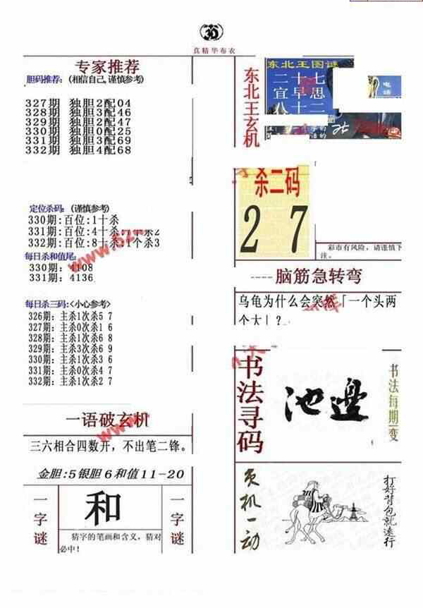 23332期: 福彩3D全套图版参考