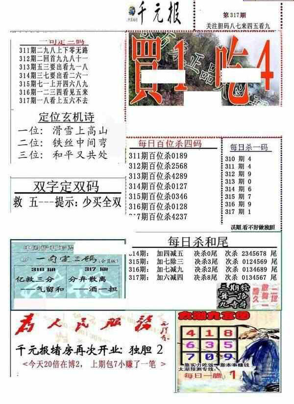 23317期: 福彩3D全套图版参考