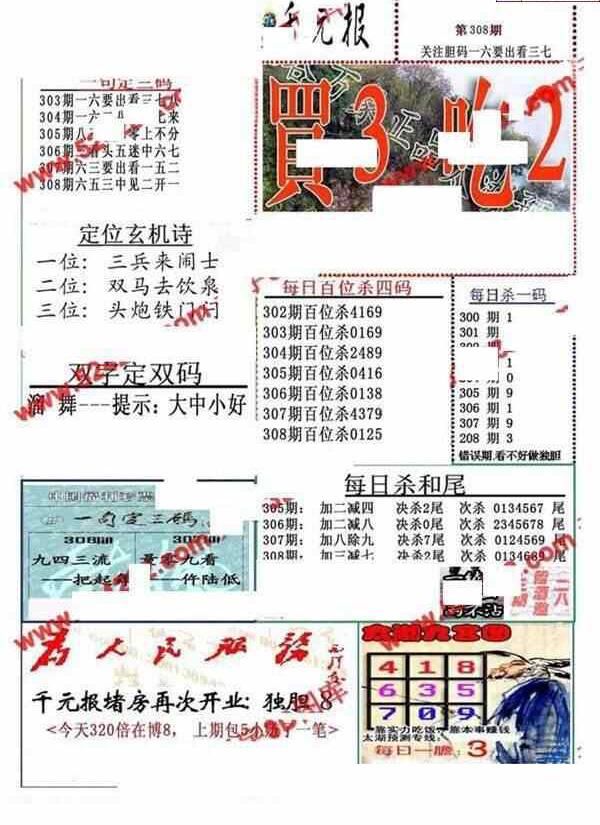 23308期: 福彩3D全套图版参考