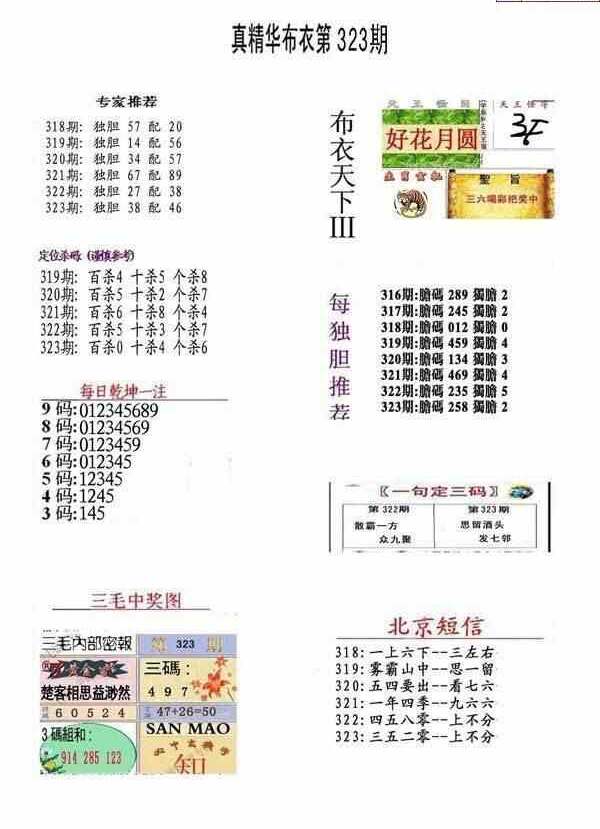 23323期: 福彩3D全套图版参考