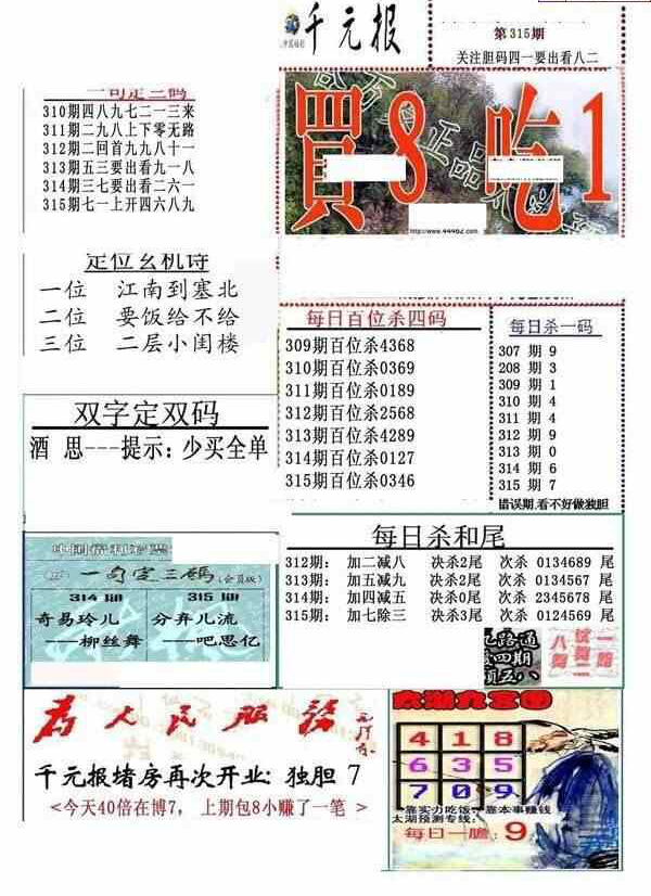 23315期: 福彩3D全套图版参考