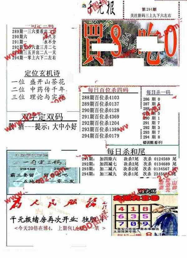 23294期: 福彩3D全套图版参考