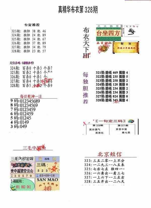 23328期: 福彩3D全套图版参考