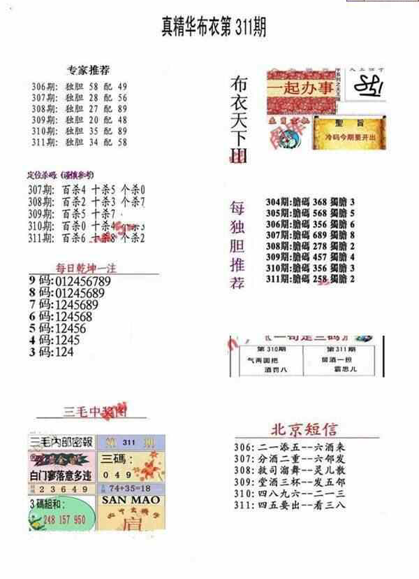 23311期: 福彩3D全套图版参考