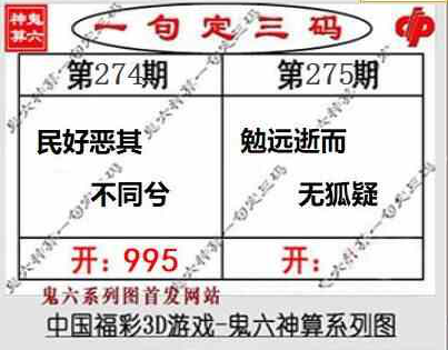 23275期: 福彩3D鬼六神算图