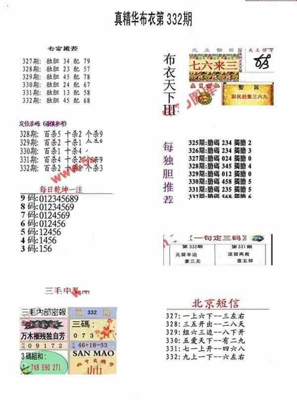 23332期: 福彩3D全套图版参考