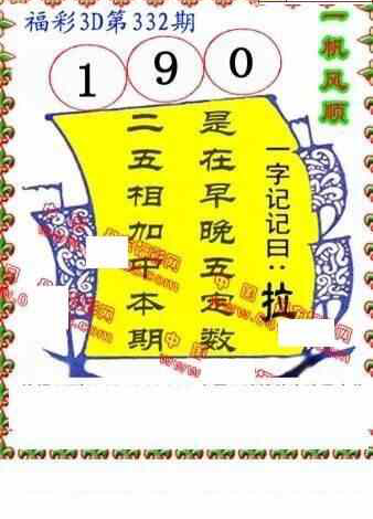 23332期: 福彩3D丹东全图分析