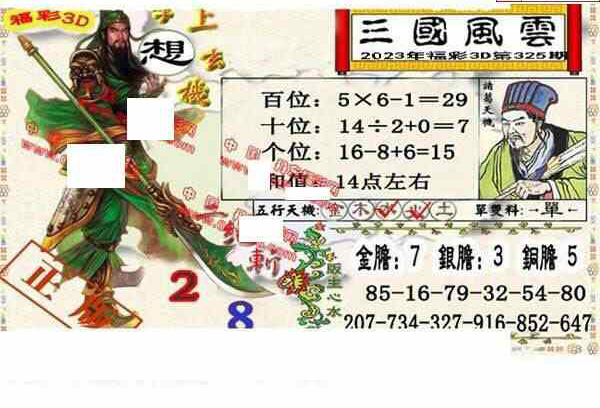 23325期: 福彩3D丹东全图分析