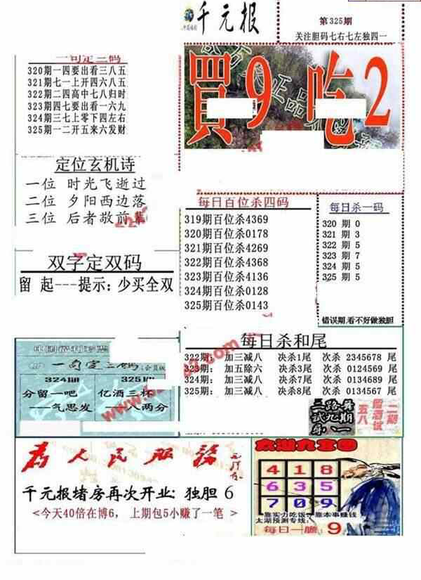 23325期: 福彩3D全套图版参考