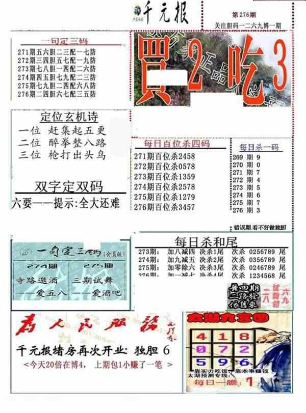 23276期: 福彩3D全套图版参考