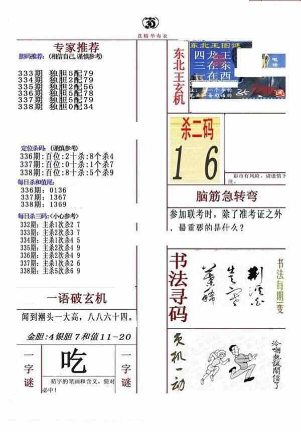 23338期: 福彩3D全套图版参考