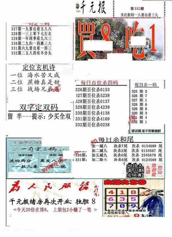 23332期: 福彩3D全套图版参考