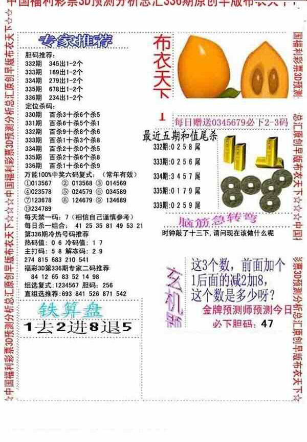 23336期: 福彩3D全套图版参考