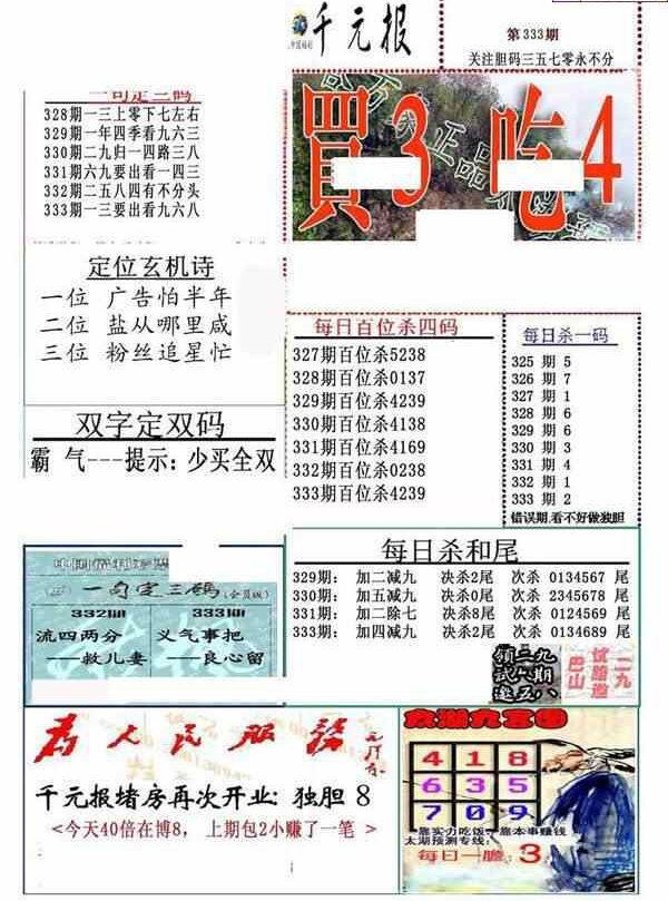 23333期: 福彩3D全套图版参考