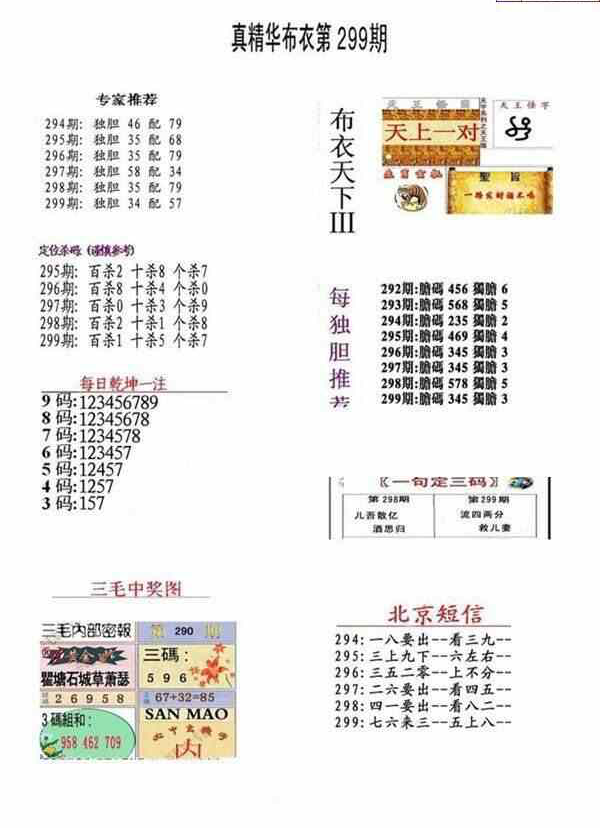 23299期: 福彩3D全套图版参考