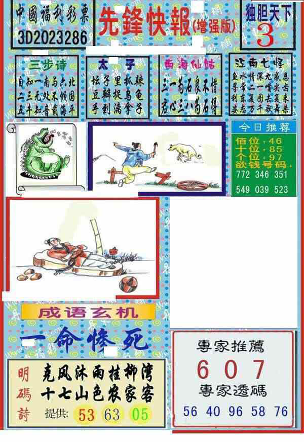 23286期: 福彩3D丹东全图分析