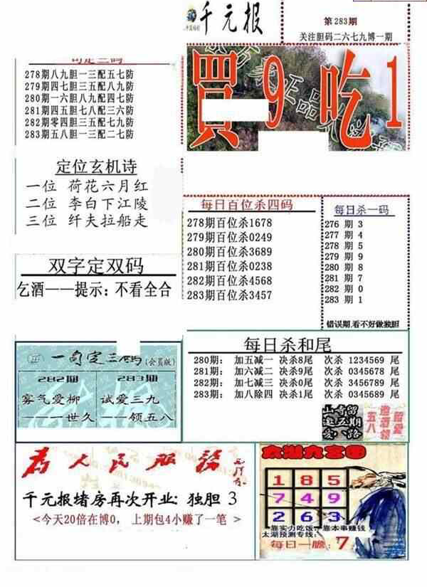 23283期: 福彩3D全套图版参考