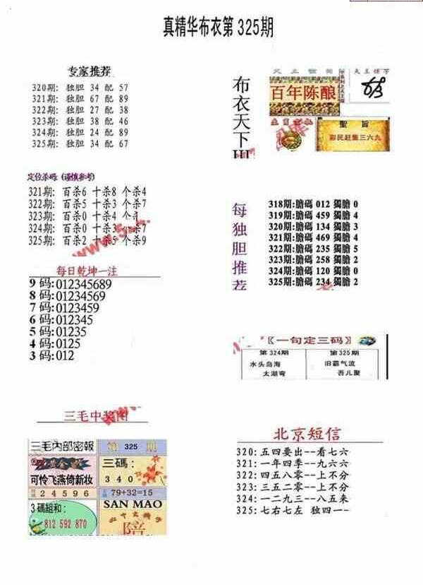 23325期: 福彩3D全套图版参考