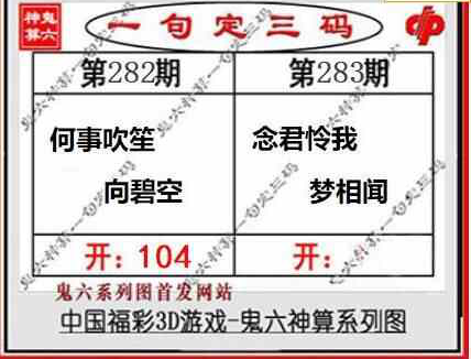 23283期: 福彩3D鬼六神算图
