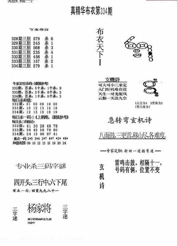 23334期: 福彩3D全套图版参考