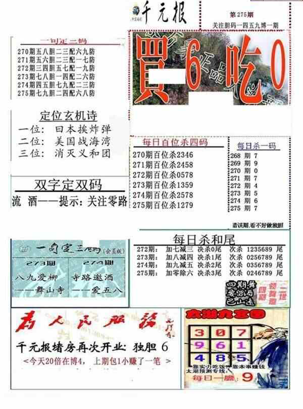 23275期: 福彩3D全套图版参考