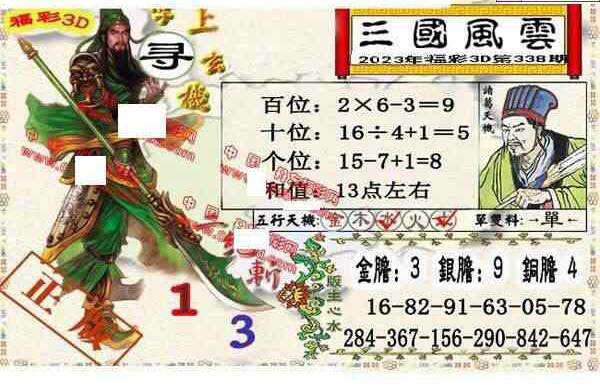 23338期: 福彩3D丹东全图分析