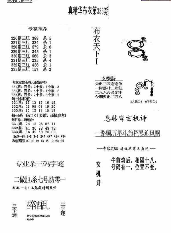 23333期: 福彩3D全套图版参考