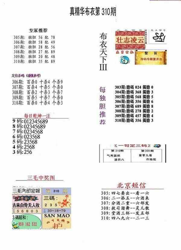 23310期: 福彩3D全套图版参考