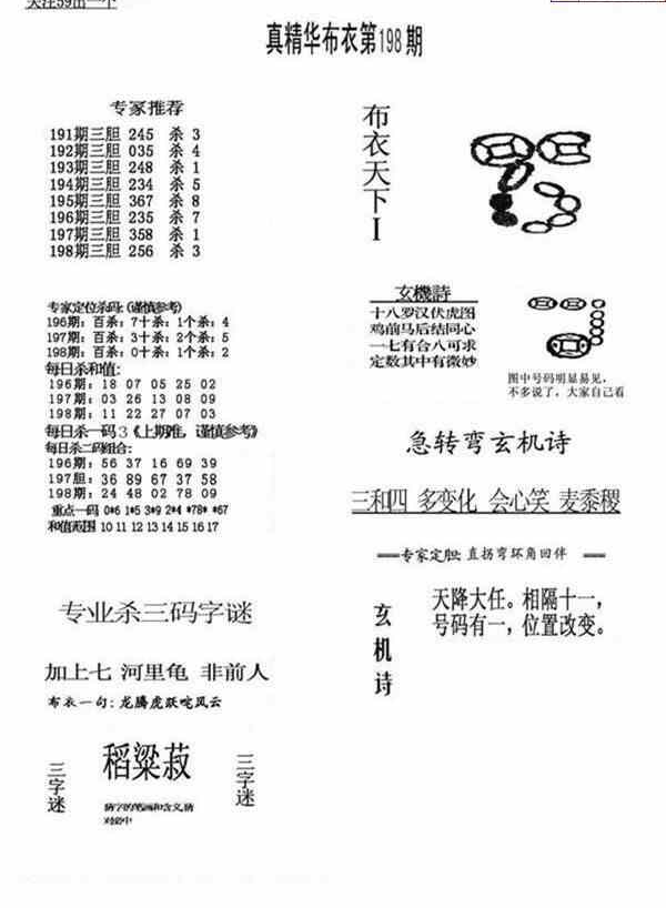 23198期: 福彩3D全套图版参考